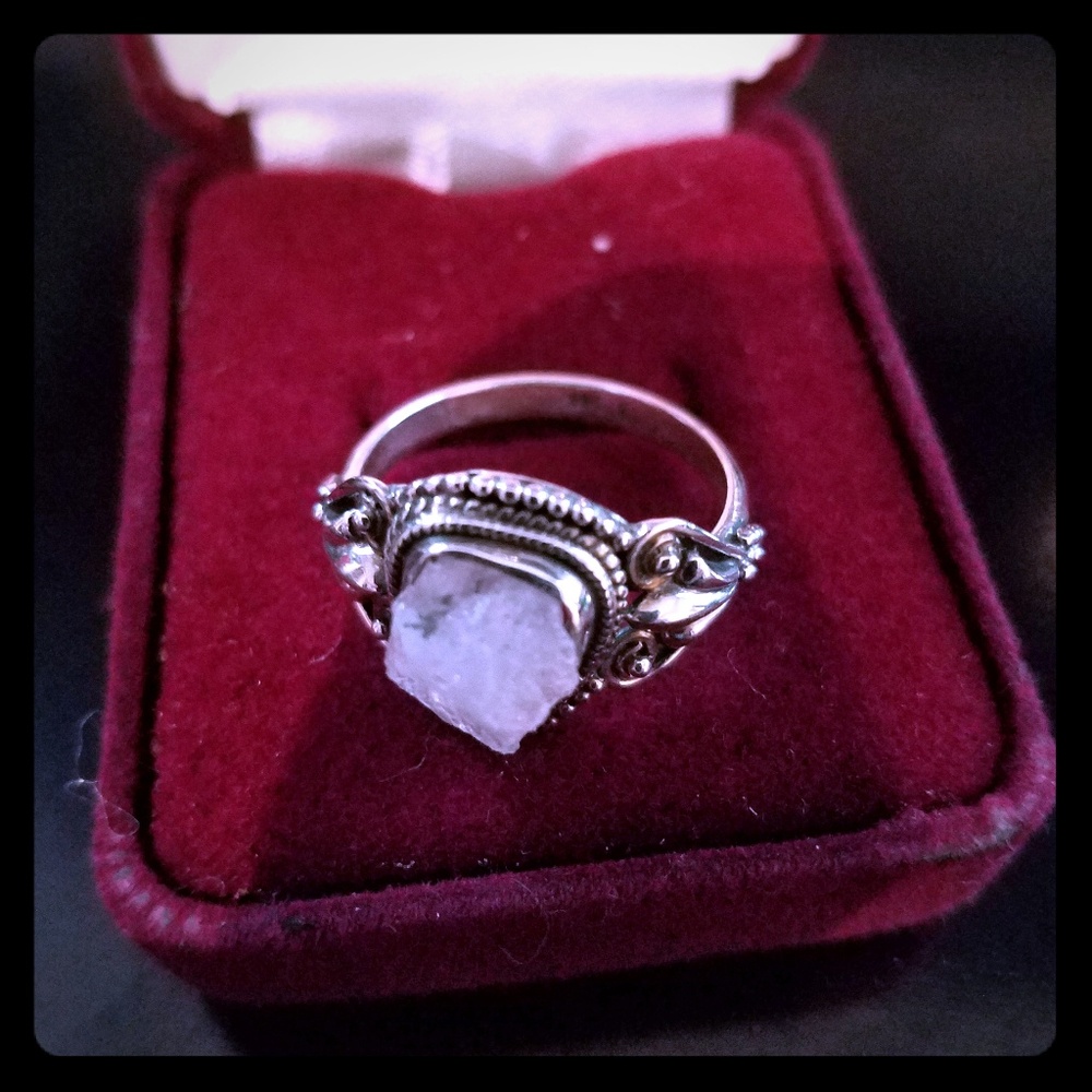 925 drusy amethyst ring size 8